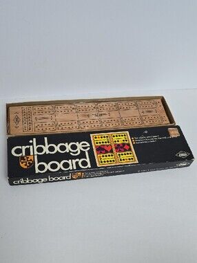 Vintage 1968 Cribbage Board - Wooden Travel Set